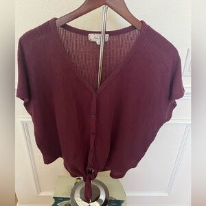 Pink Rose Red Buttoned Dolman Sleeve Blouse